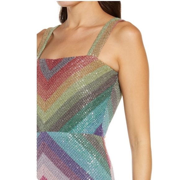 SAYLOR Kourtney Stripe Body-Con Rainbow Dress NWT - Picture 6 of 8